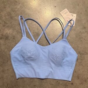 Light Blue Strappy Lululemon like a cloud longline B / C cup Sports Bra